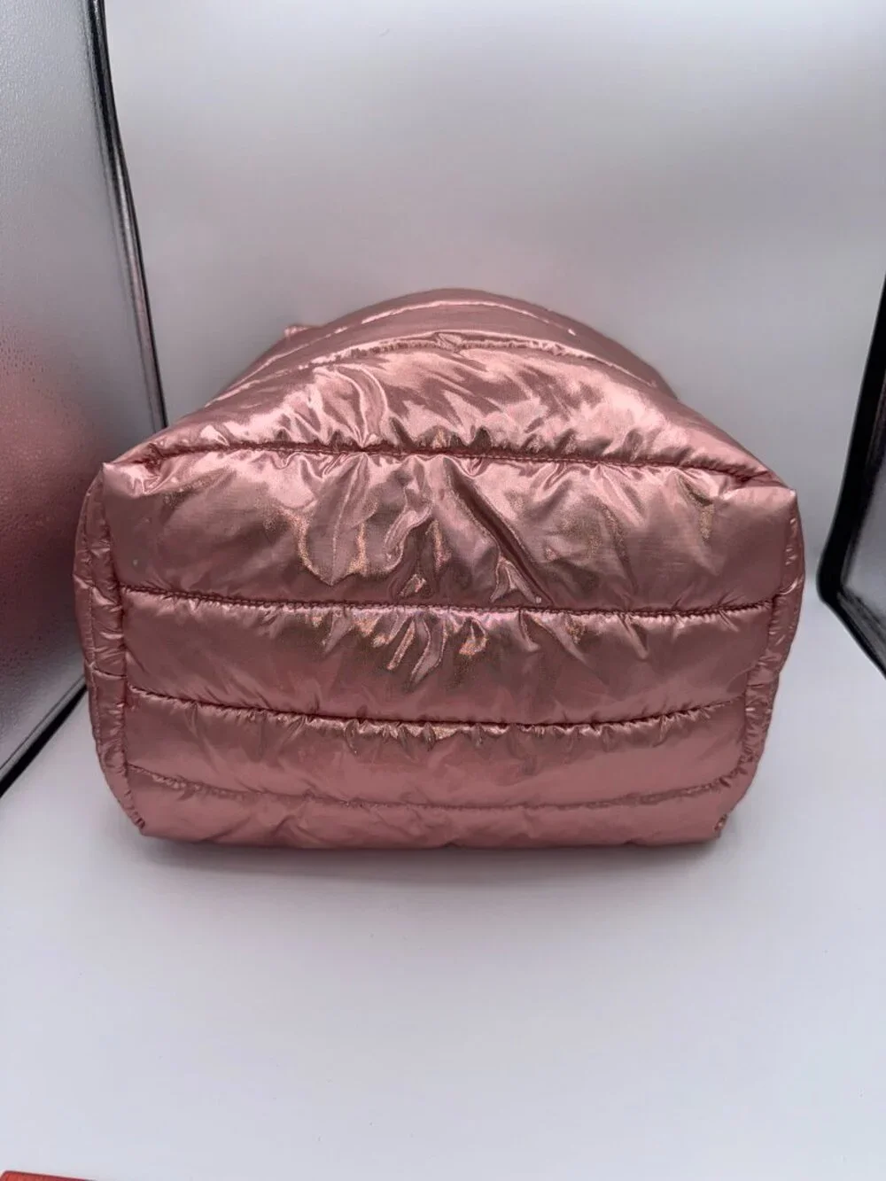 Justice Live Justice Rose Gold Metallic Puffer Tote Bag